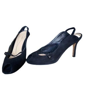 KATE SPADE Maryjane Vintage Black Suede Slingback Heels